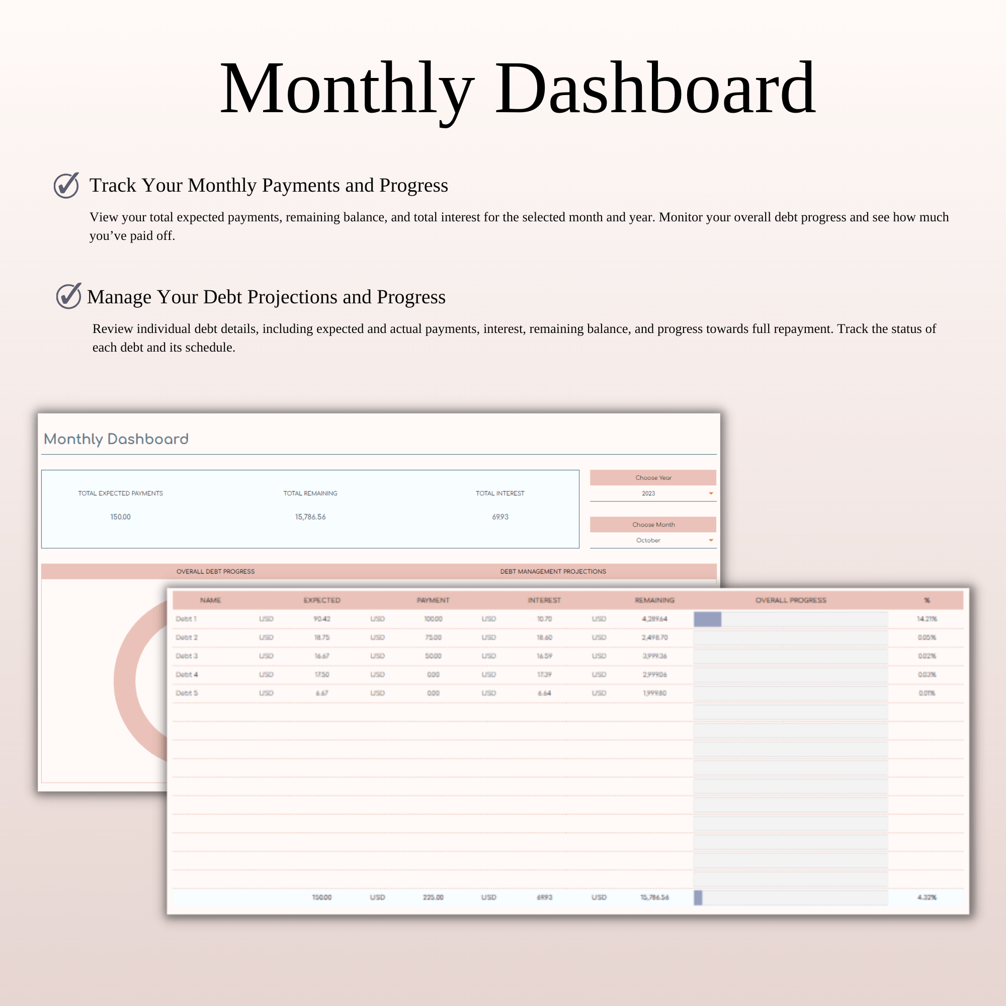 Debt Payoff Tracker Dashboard Template in Excel & Google Sheets