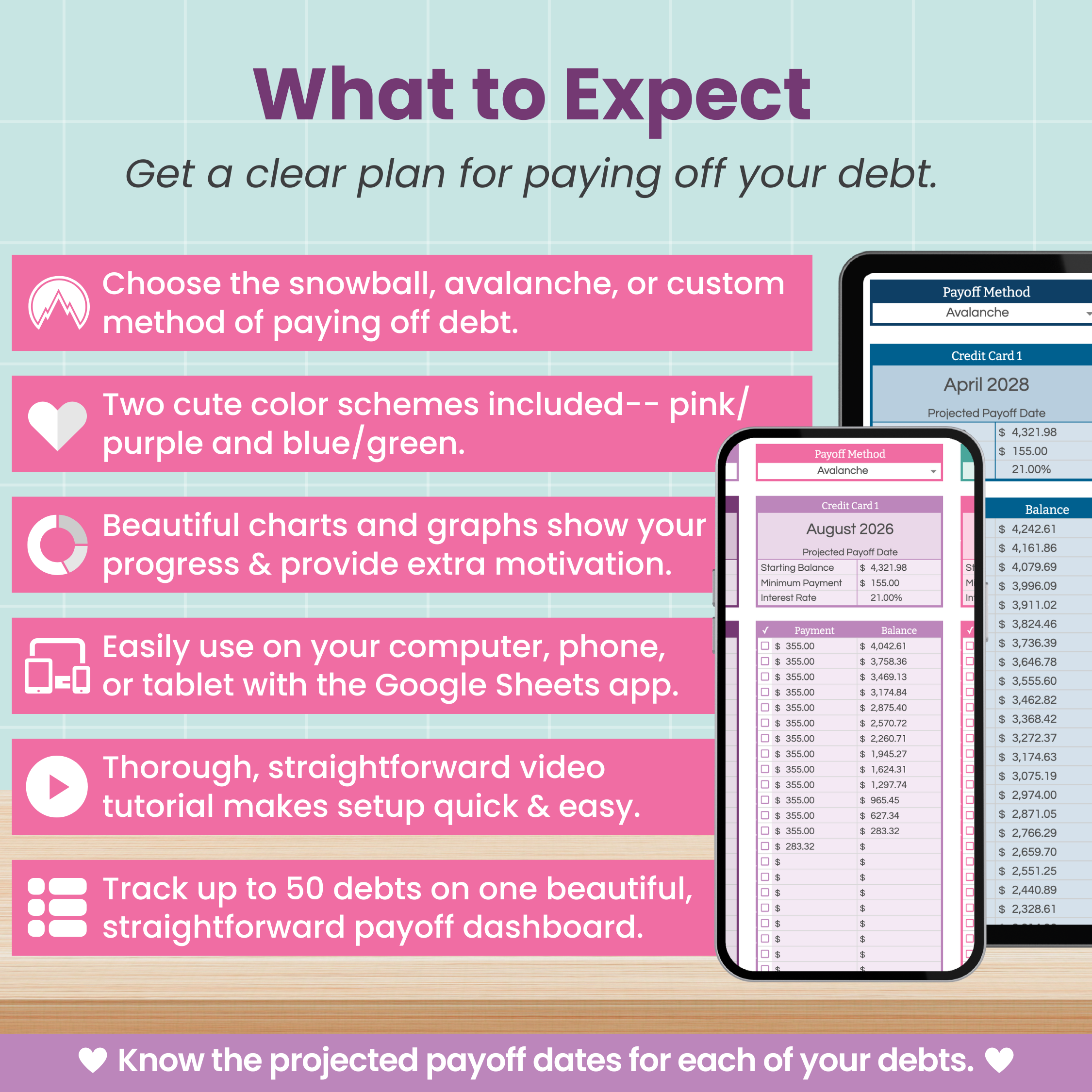 Debt Snowball Spreadsheet for Google Sheets