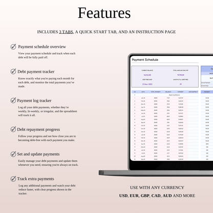 Debt Snowball Tracker Template Excel & Google Sheets (Rainbow Theme)