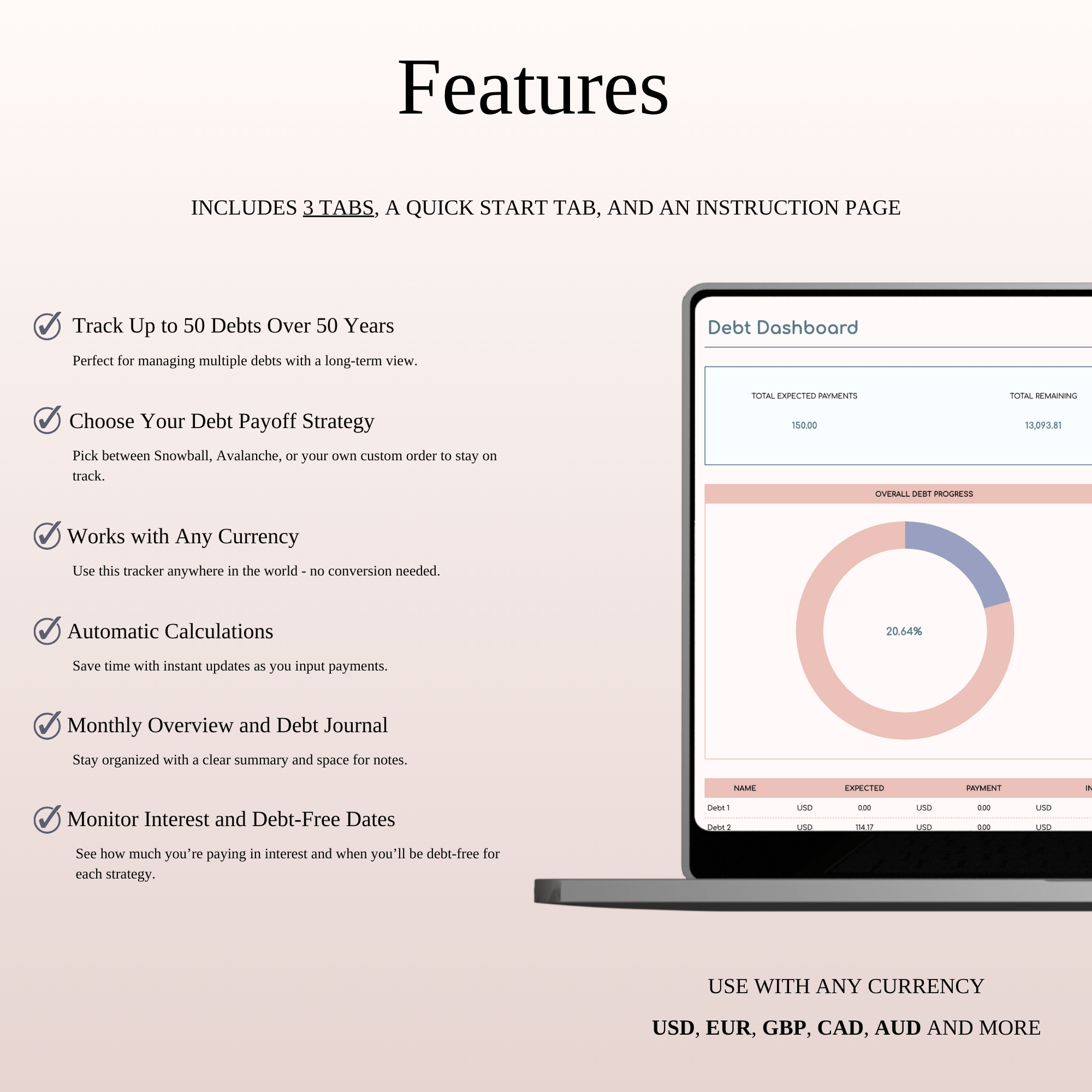 Debt Payoff Tracker Dashboard Template in Excel & Google Sheets
