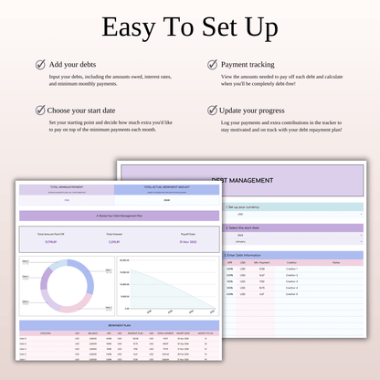 Debt Snowball Tracker Template Excel & Google Sheets (Rainbow Theme)