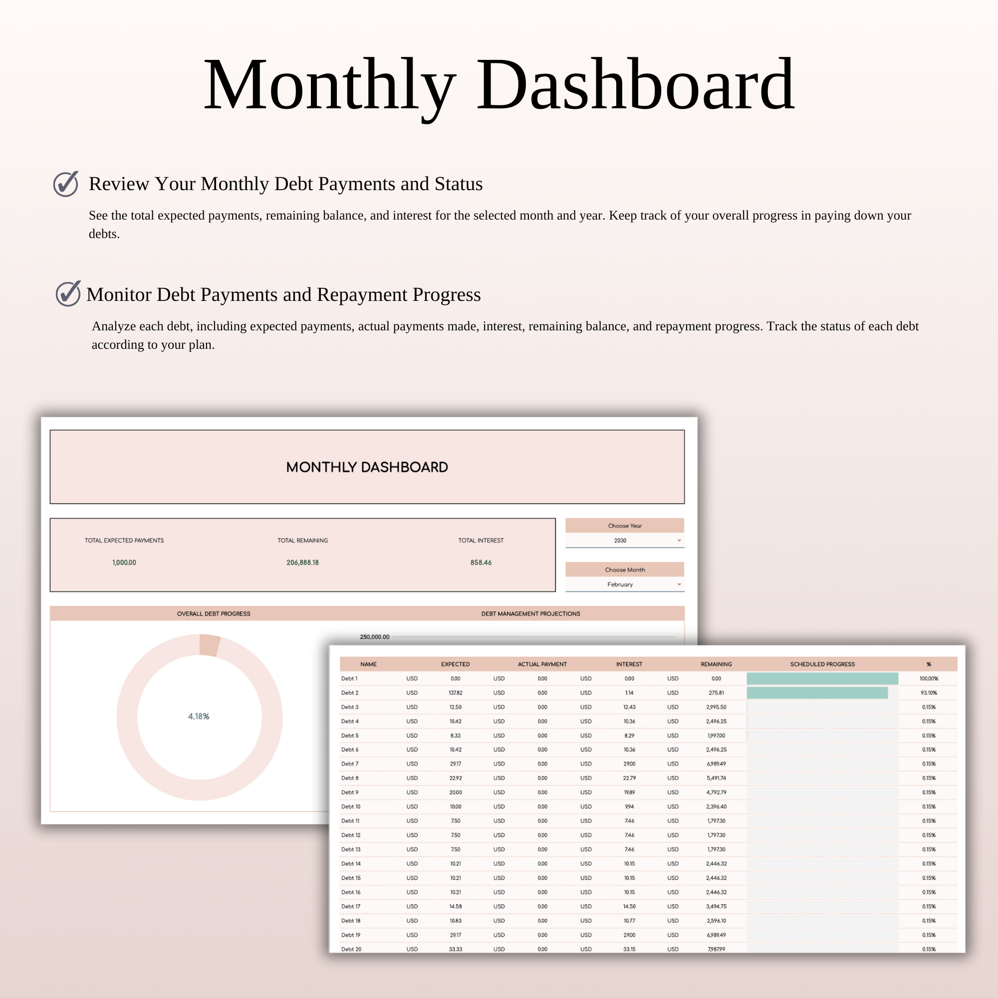 Debt Payoff Planner & Tracker (Elegant Theme)