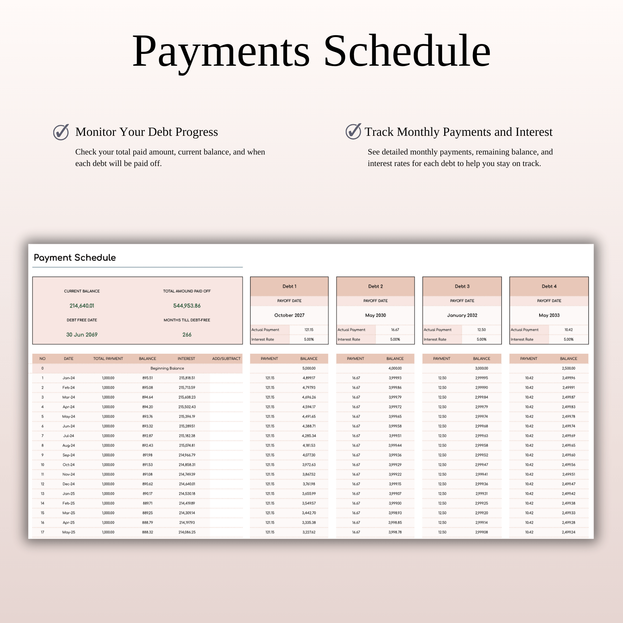 Debt Payoff Planner & Tracker (Elegant Theme)