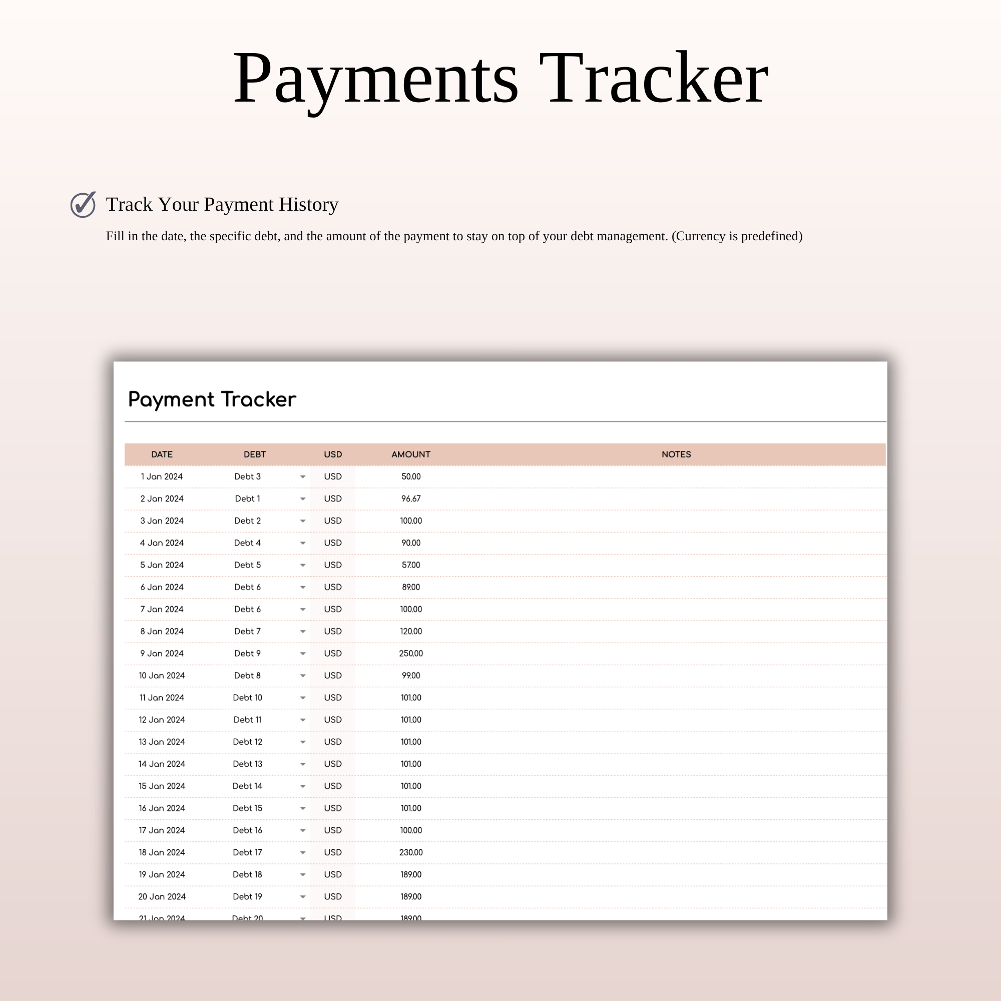 Debt Payoff Planner & Tracker (Elegant Theme)