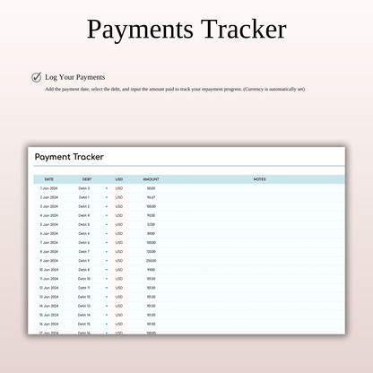 Debt Tracker Spreadsheet Template Excel & Google Sheets (Rainbow Theme)