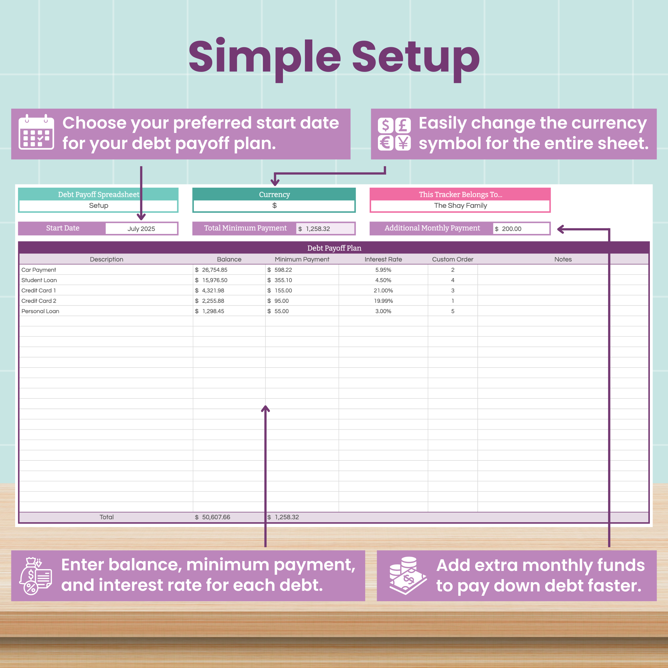 Debt Snowball Spreadsheet for Google Sheets