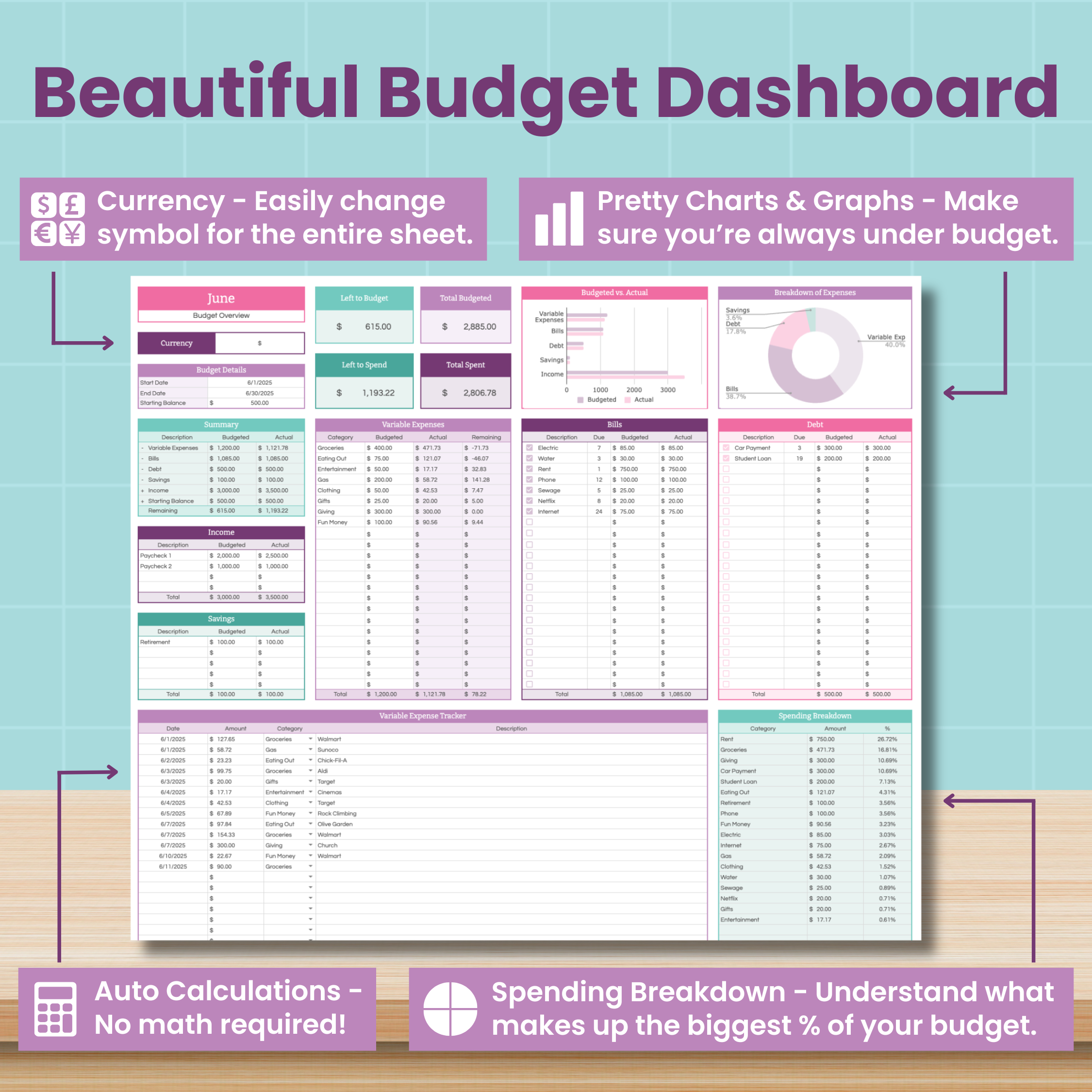 Monthly Budget Spreadsheet
