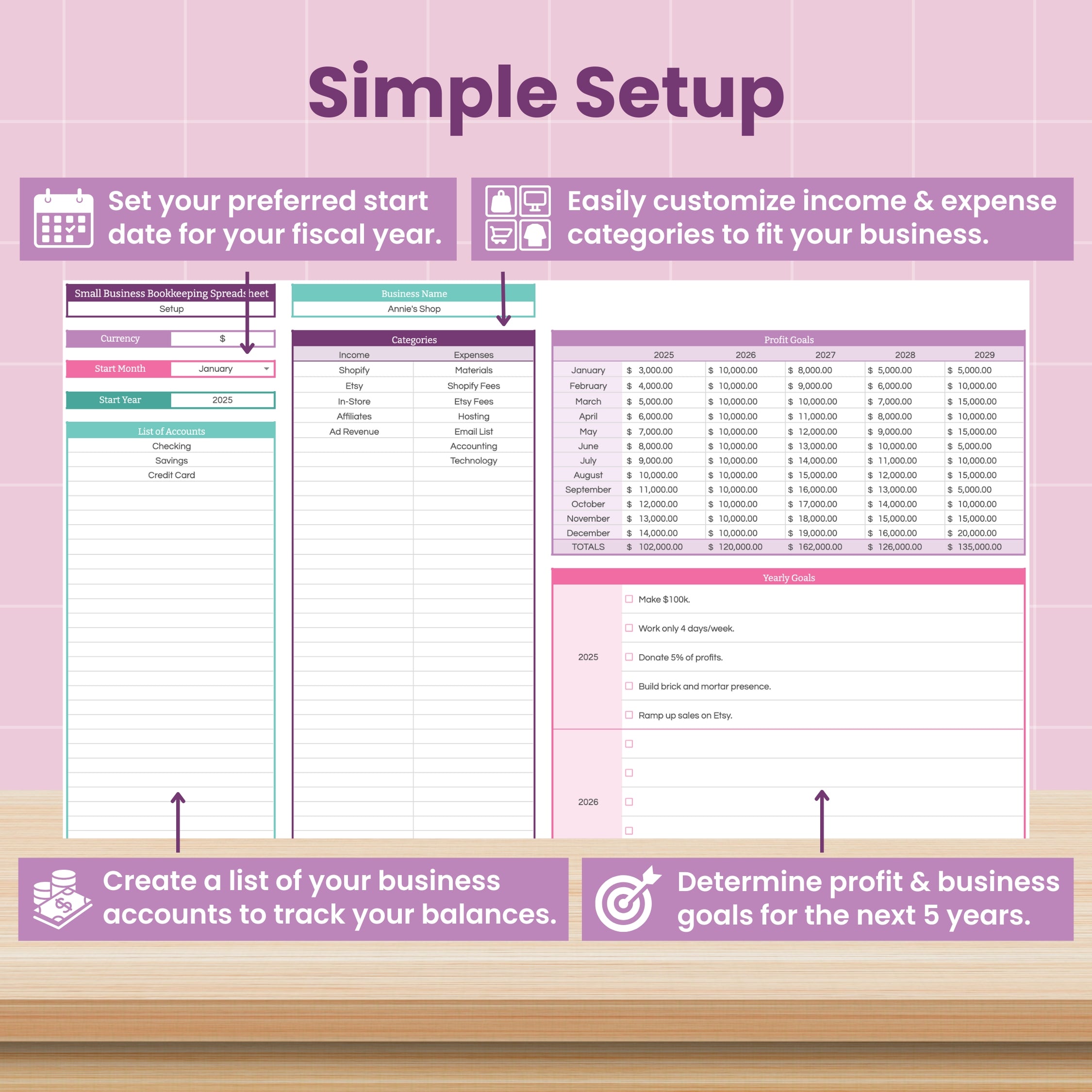 Small Business Bookkeeping Spreadsheet for Google Sheets